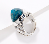 JAI Sterling Silver Sugarloaf Blue Apatite Gemstone Ring Size 9